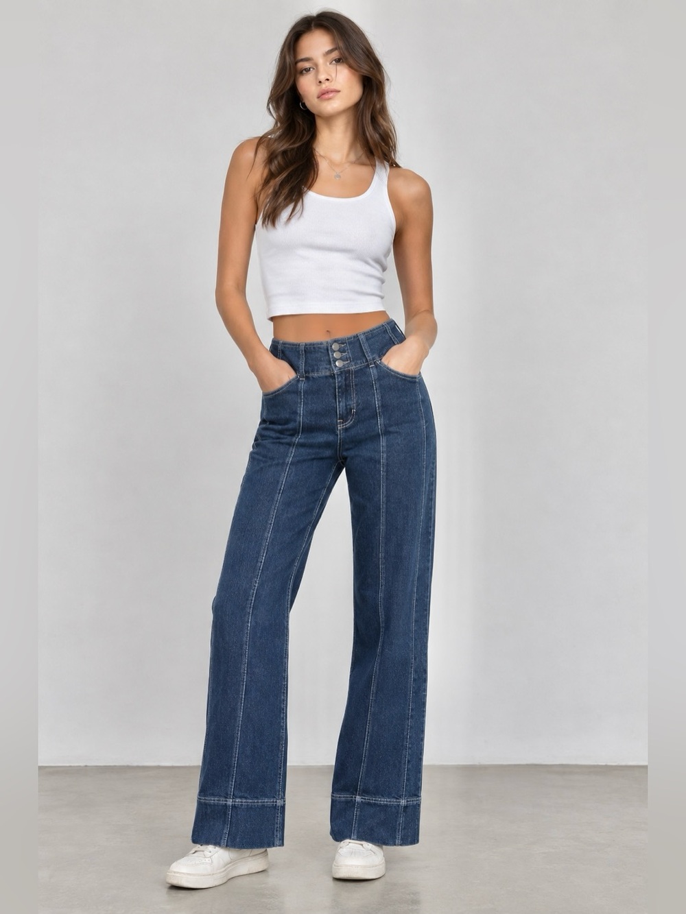 Anthropologies Pilcro Seamed High-Rise Flare Jeans Wide Straight Leg Size 27